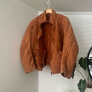 Free People Dolman Quilted Knit Jacket in Rust